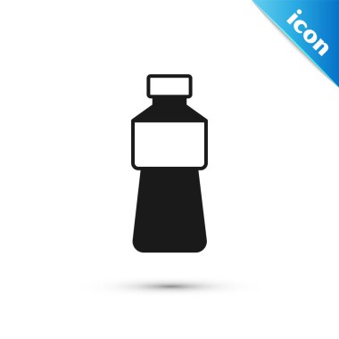 Beyaz arka planda izole edilmiş gri su ikonu şişesi. Soda su içme tabelası. Vektör.