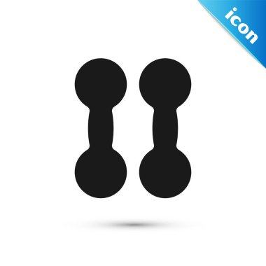 Gri Dumbbell simgesi beyaz arkaplanda izole edilmiş. Kas kaldırma ikonu, fitness halteri, spor aletleri, egzersiz yaban domuzu. Vektör.