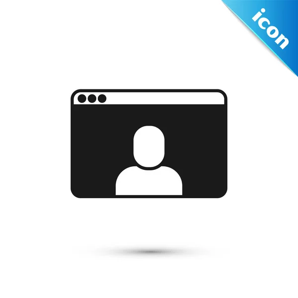 Grey Video Chat Conferentie Pictogram Geïsoleerd Witte Achtergrond Online Vergadering — Stockvector