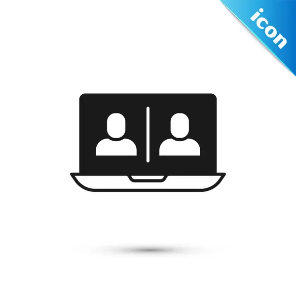 Grey Video Chat Conference Icon Isolated White Background Online Meeting — Stock Vector