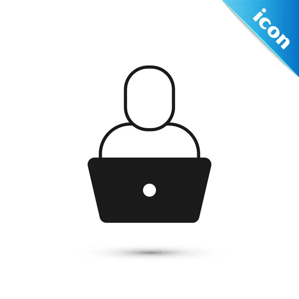 Icono Freelancer Gris Aislado Sobre Fondo Blanco Hombre Freelancer Trabajando — Vector de stock