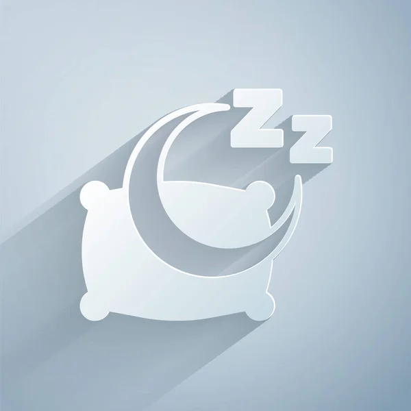 ペーパーカット灰色の背景に隔離されたアイコンをスリープ状態にする時間 眠いZzz 健康的なライフスタイル 紙のアートスタイル ベクトル — ストックベクタ