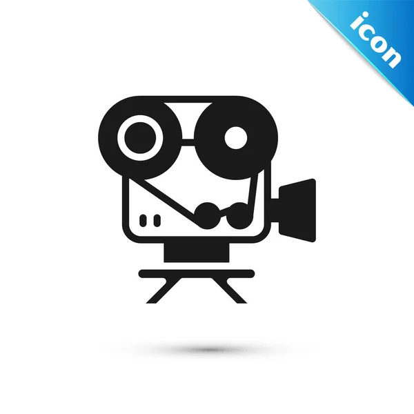 Icono Cámara Cine Retro Gris Aislado Sobre Fondo Blanco Videocámara — Vector de stock