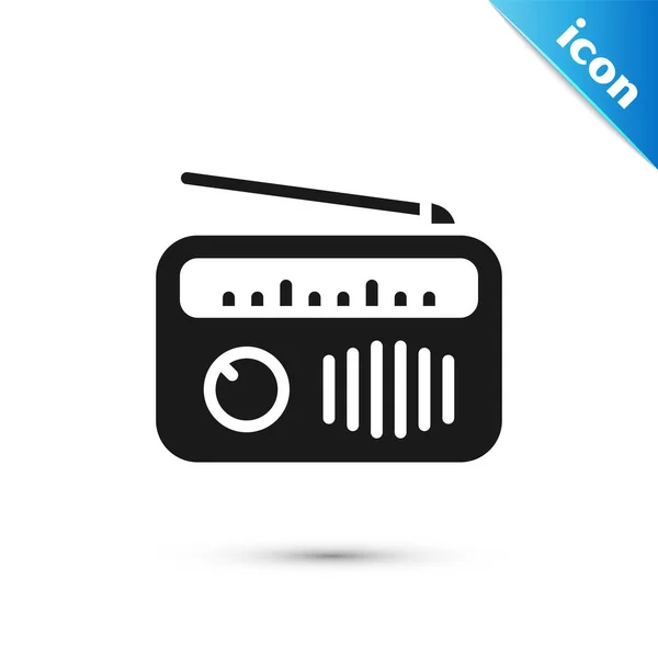Radio Gris Con Icono Antena Aislado Sobre Fondo Blanco Vector — Vector de stock
