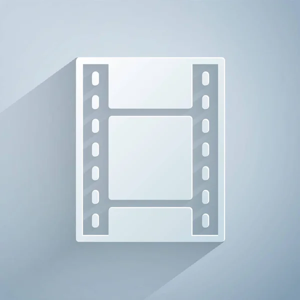 Papierschnitt Video Symbol Auf Grauem Hintergrund Isoliert Abspielen Filmstreifenschild Papierkunst — Stockvektor