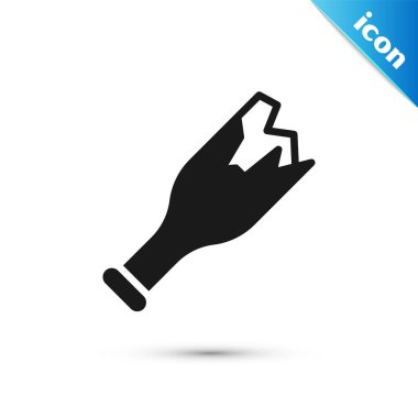 Kırık şişe, beyaz arka planda izole edilmiş bir silah ikonu. Vektör.