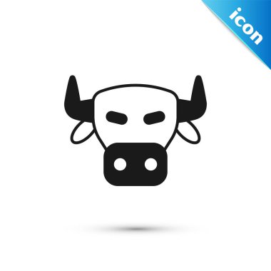 Gri İnek kafası simgesi beyaz arkaplanda izole edildi. Vektör.