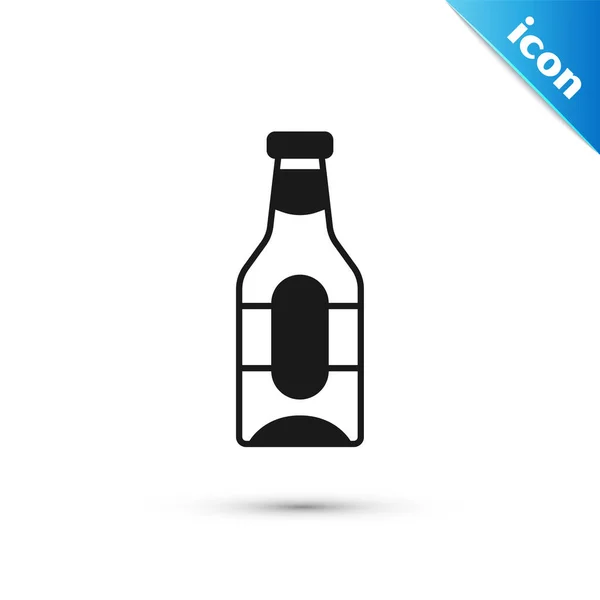 Icono Botella Cerveza Gris Aislado Sobre Fondo Blanco Vector — Vector de stock