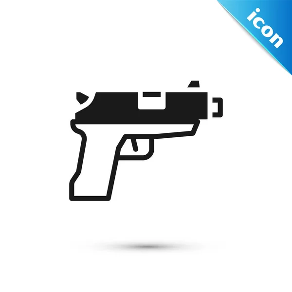 Grijze Pistol Pistool Pictogram Geïsoleerd Witte Achtergrond Politie Militair Pistool — Stockvector