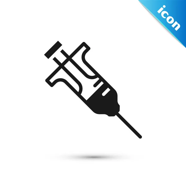 Значок Серый Шприц Выделен Белом Фоне Шприц Вакцины Вакцинации Инъекции — стоковый вектор