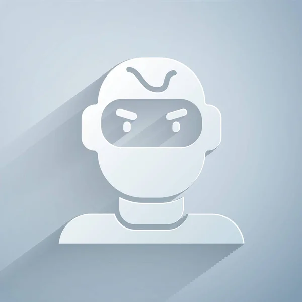 Papier Découpé Icône Masque Voleur Isolé Sur Fond Gris Masque — Image vectorielle