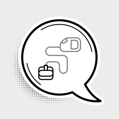 Gri arka planda izole edilmiş karabina ikonu ile geri çekilebilir halat tasması. Evcil köpek liderliği. Açık hava yürüyüşü için hayvan aksesuarı. Renkli taslak konsepti. Vektör.