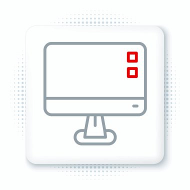 Çizgi Bilgisayar ekranı simgesi beyaz arkaplanda izole edildi. Elektronik cihaz. Ön manzara. Renkli taslak konsepti. Vektör.