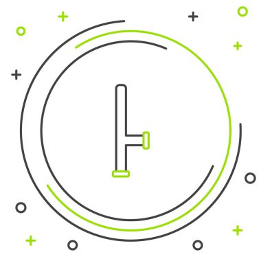 Çizgi polisi plastik cop ikonu beyaz arka planda izole edildi. Kauçuk copu. Polis yarasası. Polis ekipmanları. Renkli taslak konsepti. Vektör.