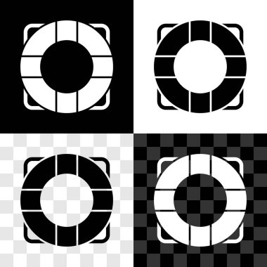 Lifebuoy simgesini siyah beyaz, şeffaf arkaplanda izole et. Can simidi sembolü. Vektör.