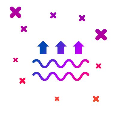 Beyaz arka planda izole edilmiş renkli su dalgaları ve buharlaşma ikonu. Kademeli rastgele dinamik şekiller. Vektör.