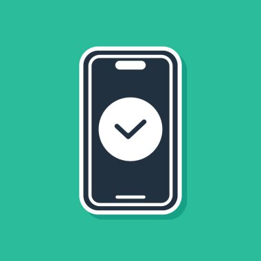 Mavi Akıllı Telefon, yeşil arkaplanda izole edilmiş bir cep telefonu simgesi. Vektör.