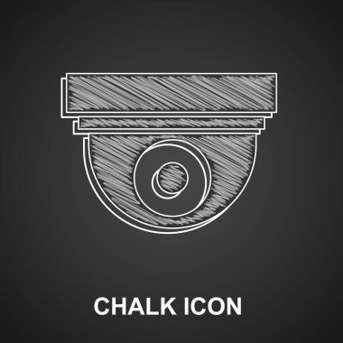 Tebeşir Güvenlik kamerası simgesi siyah arkaplanda izole edildi. Vektör.