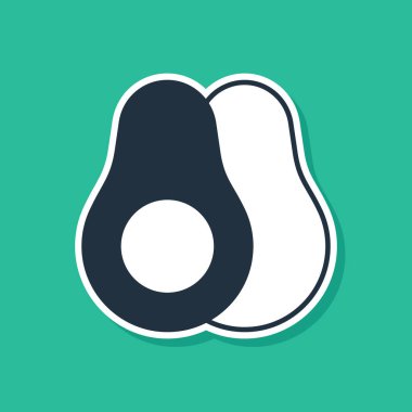 Mavi Avokado meyve ikonu yeşil arka planda izole edildi. Vektör.