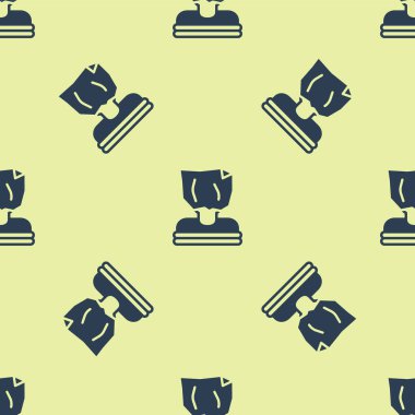 Mavi Adam Kaçırma ikonu sarı arka planda izole edilmiş kusursuz desen. İnsan kaçakçılığı konsepti. Kaçırılma işareti. Tutuklanmış, suç sembolü. Vektör.