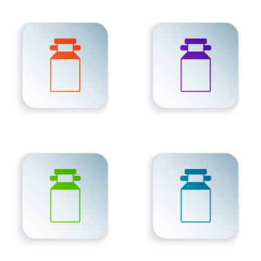 Beyaz arkaplanda izole edilmiş süt ikonu için renk kutusu. Kare düğmelere renkli simgeleri yerleştir. Vektör.