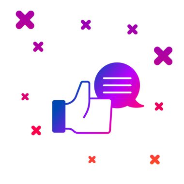 Renk Tüketici veya müşteri ürün değerlendirme simgesi beyaz arkaplanda izole edildi. Kademeli rastgele dinamik şekiller. Vektör.