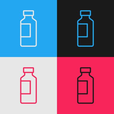 Popüler sanat eseri şişe ikonu renk arkaplanında izole edilmiş. Soda su içme tabelası. Vektör.