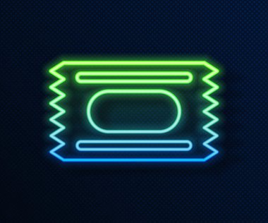 Parlayan neon hattı sirk bileti ikonu mavi arka planda izole edildi. Eğlence parkı. Vektör.