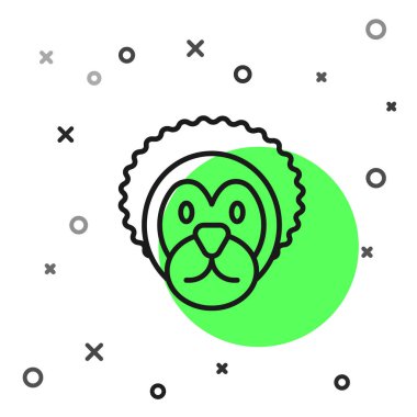 Siyah çizgi Vahşi Aslan simgesi beyaz arkaplanda izole edildi. Vektör.