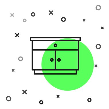 Siyah çizgi mobilya komodininin simgesi beyaz arkaplanda izole edildi. Vektör.