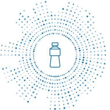 Beyaz arka planda izole edilmiş mavi çizgili su ikonu. Soda su içme tabelası. Soyut çember rastgele noktalar. Vektör.