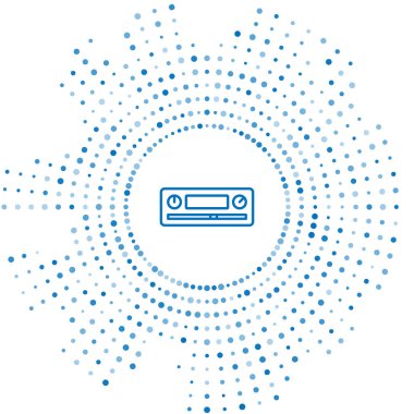 Mavi çizgi Araba Ses simgesi beyaz arkaplanda izole edildi. Radyo arabasının ses simgesiyim. Soyut çember rastgele noktalar. Vektör.