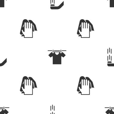 Duş başlığını, kuru giysileri ve temizleme servisini kusursuz bir şekilde ayarla. Vektör.