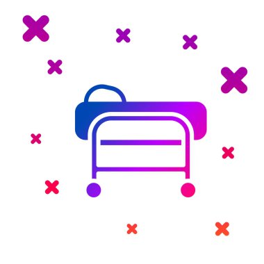 Renk Sedyesi simgesi beyaz arkaplanda izole edildi. Hastanenin tıbbi sedyesi. Kademeli rastgele dinamik şekiller. Vektör.