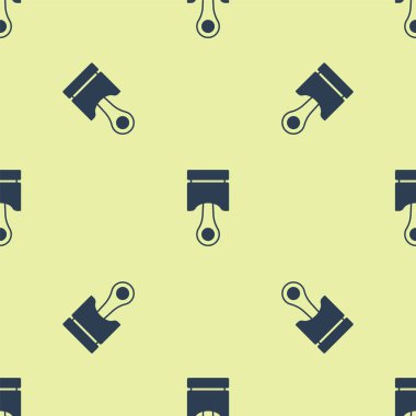 Mavi Motor piston simgesi sarı arkaplanda izole edilmiş pürüzsüz desen. Araba motoru pistonu işareti. Vektör.