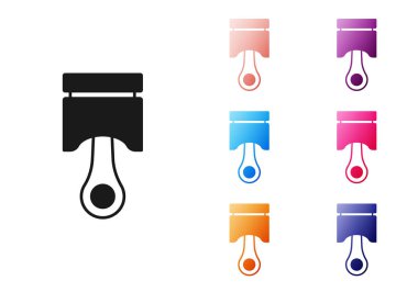 Siyah Motor piston simgesi beyaz arkaplanda izole edildi. Araba motoru pistonu işareti. Simgeleri renklendirin. Vektör.