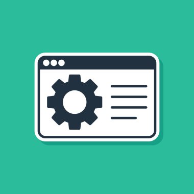 Mavi Tarayıcı ayarı simgesi yeşil arkaplanda izole edildi. Ayarlama, servis, bakım, onarım, onarım. Vektör.