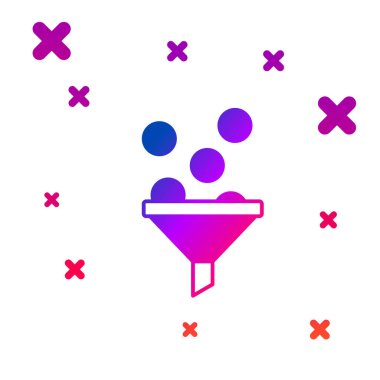 Renk Yönetimi simgesi beyaz arkaplanda izole edildi. Paralı huni. Hedef müşteri iş konsepti. Kademeli rastgele dinamik şekiller. Vektör.