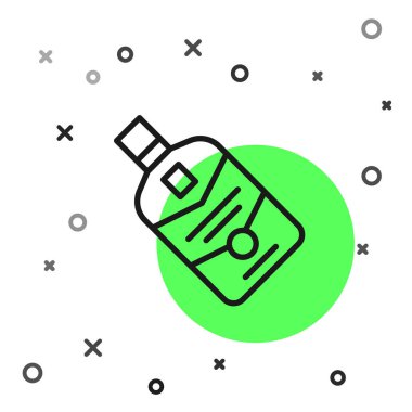 Siyah çizgili viski şişesi simgesi beyaz arkaplanda izole edilmiş. Vektör.