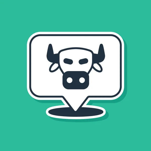 Ícone Cabeça Vaca Azul Isolado Fundo Verde Vetor —  Vetores de Stock