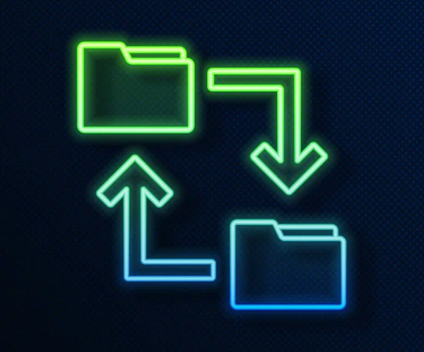 Gloeiende Neon Lijn Cloud Opslag Tekst Document Map Pictogram Geïsoleerd — Stockvector