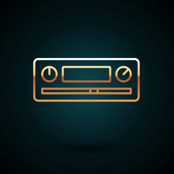 Gold Line Car Audio Symbol Isoliert Auf Dunkelblauem Hintergrund Radio — Stockvektor