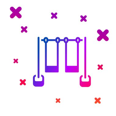 Beyaz arka planda izole edilmiş oyun alanındaki yaz oyunları için Renkli Çifte Salıncak. Açık hava eğlence ekipmanları. Kademeli rastgele dinamik şekiller. Vektör.