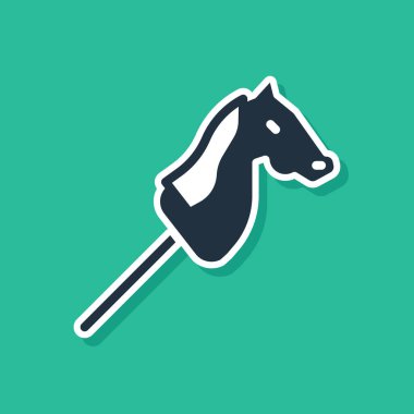 Mavi Oyuncak at simgesi yeşil arka planda izole edildi. Vektör.