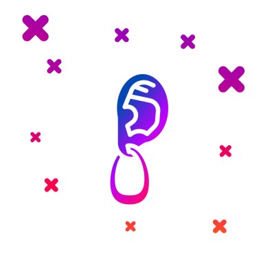 Beyaz arkaplanda izole edilmiş küpe simgesi olan renk kulaklı. Piercing. Auricle. İşitme organı. Kademeli rastgele dinamik şekiller. Vektör.