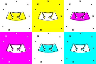 Kırık cam kırığı simgesini renk arkaplanına ayır. Vektör.