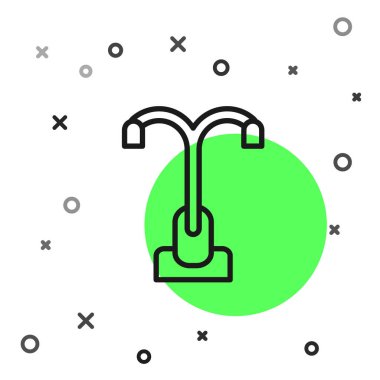 Siyah çizgi sokak ışık sistemi simgesi beyaz arkaplanda izole edildi. Vektör.