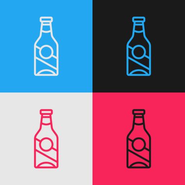 Pop sanat eseri bira şişesi ikonu renk arkaplanında izole edilmiş. Vektör.