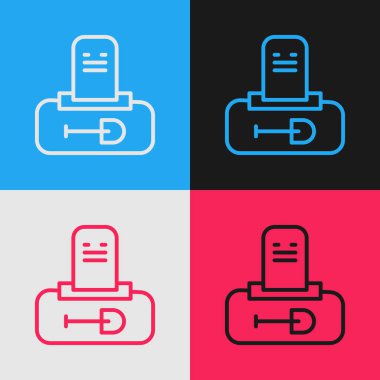 Mezar taşı simgesi renk arkaplanında izole edilmiş Pop Art Line Grave. Vektör.