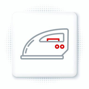 Elektrik hattı simgesi beyaz arkaplanda izole edildi. Buhar ütüsü. Renkli taslak konsepti. Vektör.